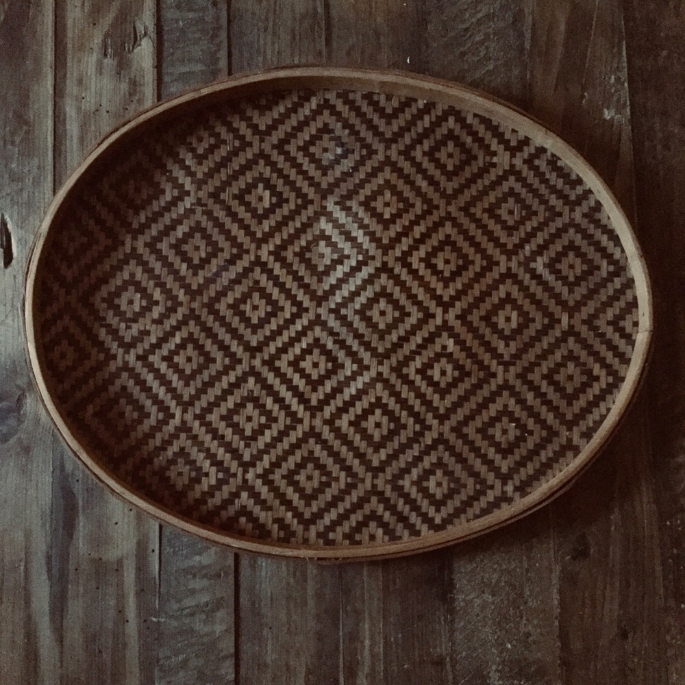 Vintage Southwestern Woven Diamond Wicker Tray